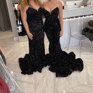 black sequin gown